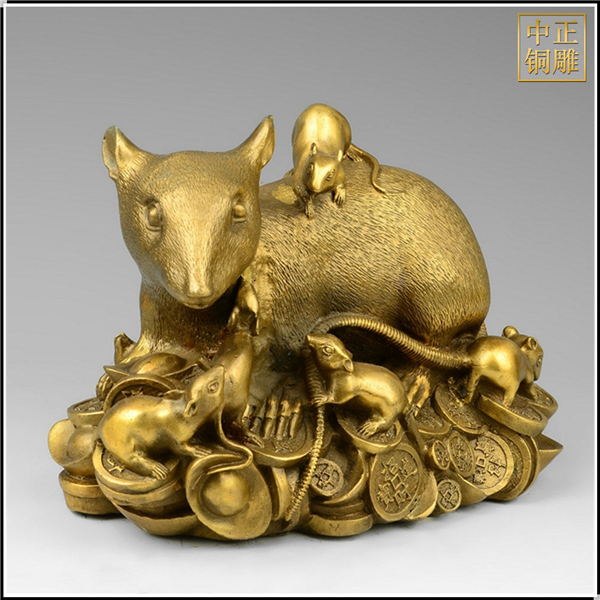 金錢(qián)鼠純銅擺件
