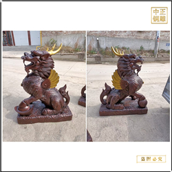 現貨大型動物鑄造銅麒麟?